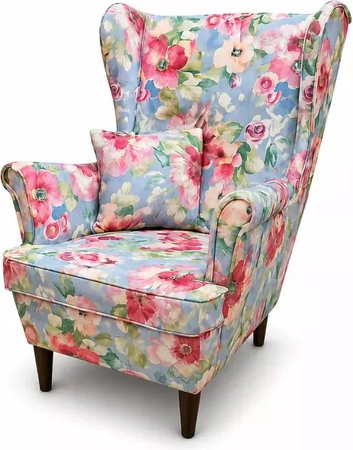 Wygodny fotel uszak Flower 2 w stylu skandynawskim