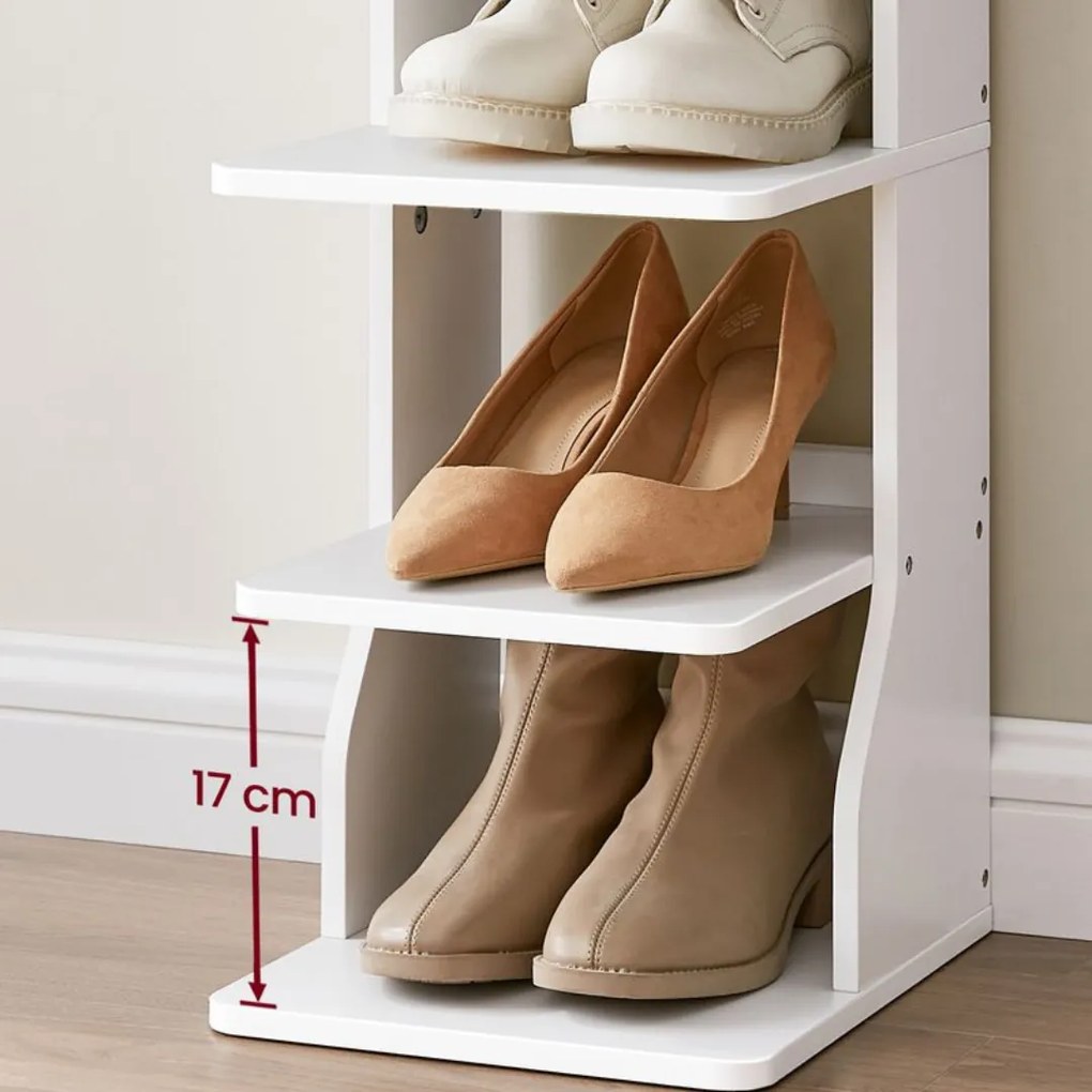 Vasagle Półka na buty CINDY, 6 poziomów, 30x26,4x110,4 cm, biała