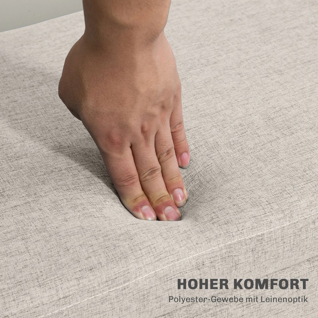 HOMCOM Ławka z Przestrzenią do Przechowywania, do 120 kg, Wygląd Lnu, 110x39x45cm, Kolor Beżowy