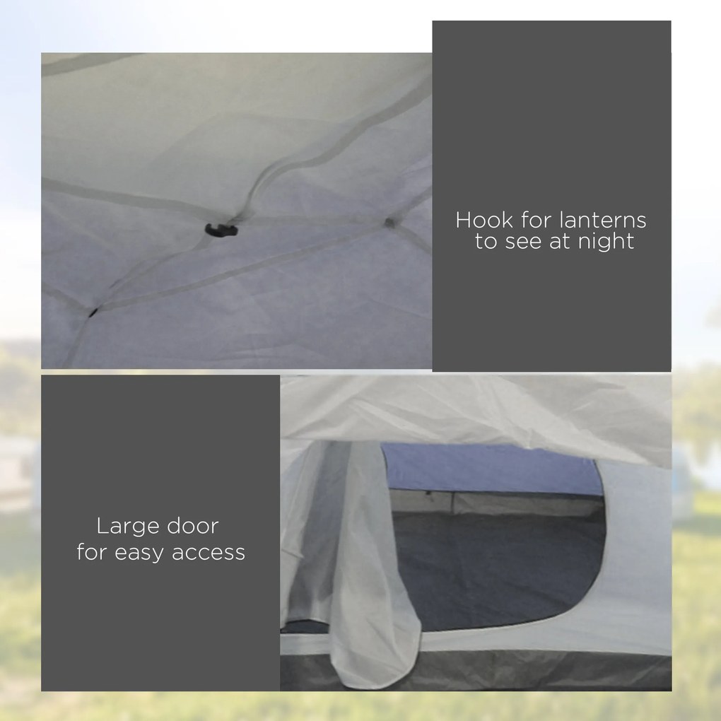 Outsunny Namiot kempingowy dla 3-4 osób, solidny, z torbą, 2 otwory, akcesoria, Niebieski