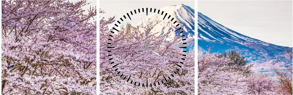 Obraz - Japonia wiosną (z zegarem) (90x30 cm)