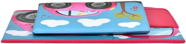 Różowa pufa autko z podwójnym schowkiem na zabawki L0-B14