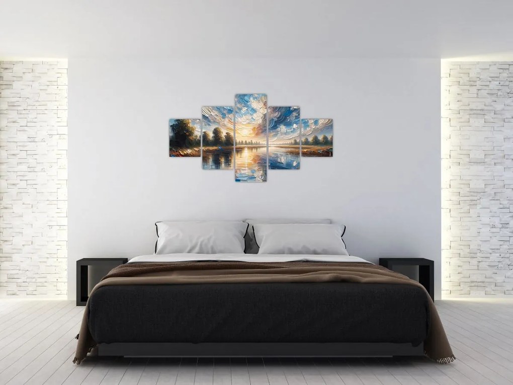 Obraz - Obraz słońca nad wodą (125x70 cm)