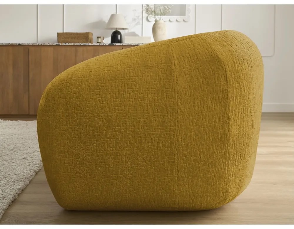 Musztardowa rozkładana sofa z tkaniny szenilowej 228 cm Neyo – Bobochic Paris