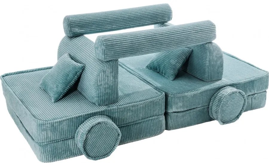 Aesthetic sztruksowa sofa dziecięca, turkusowa - meowbaby®