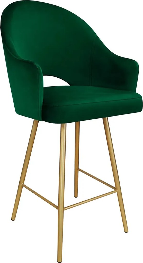 Hoker Velvet krzesło barowe tkanina Welur podstawa metalowa : Kolor nogi - Złota stożek, Kolor tkaniny - VELVET - MG25, Typ siedziska - Siedzisko stałe