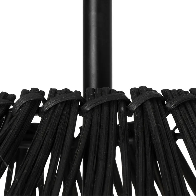 Lampa podłogowa rustykalna czarna z rattanem - Sam