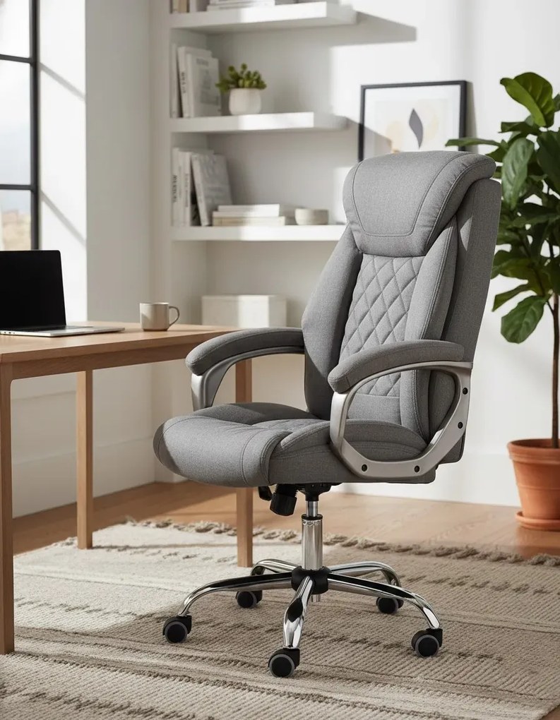 Popielaty tapicerowany fotel obrotowy Z9-K61