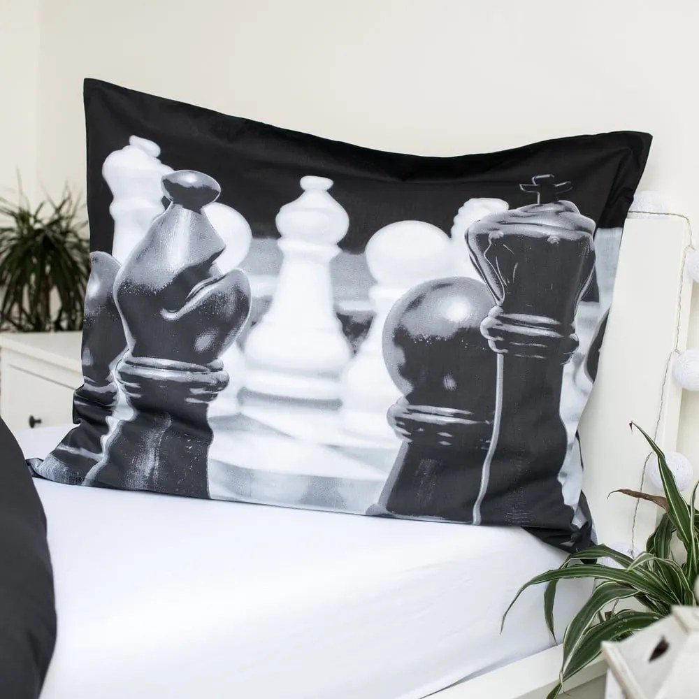 Czarno-biała bawełniana pościel dziecięca jednoosobowa 140x200 cm Chess – Jerry Fabrics