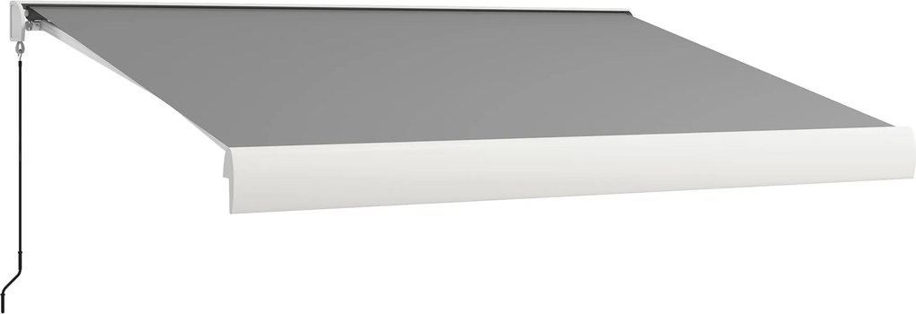 Outsunny Markiza, elektryczna/ręczna, w pełni kasetowa, pilot zdalnego sterowania, rama aluminiowa, 4 x 3 m, Jasnoszary