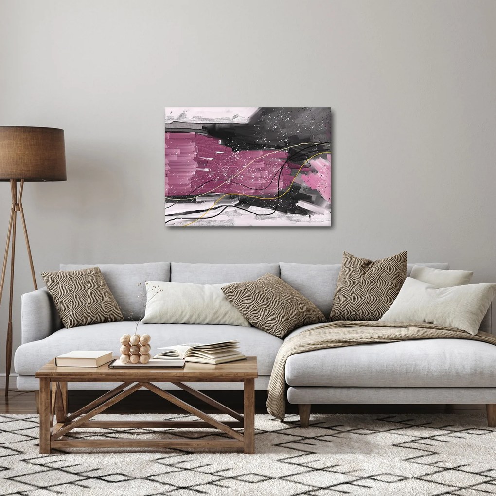 Obraz - Różowo - czarna abstrakcja (70x50 cm)