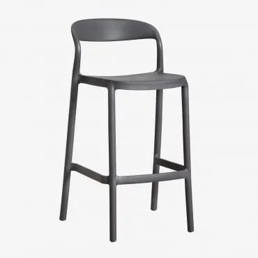 Zestaw 4 Wysokich, Sztaplowanych Stołków Ogrodowych Z Polipropylenu Brenza Grafitowa Szarość & ↑65 Cm - Sklum