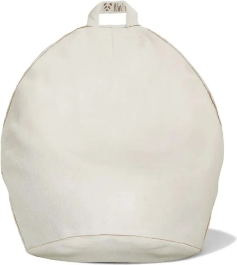 Duża miękka pufa z jasnego materiału z cynamonową lamówką BINI SOFT CINNAMON - L