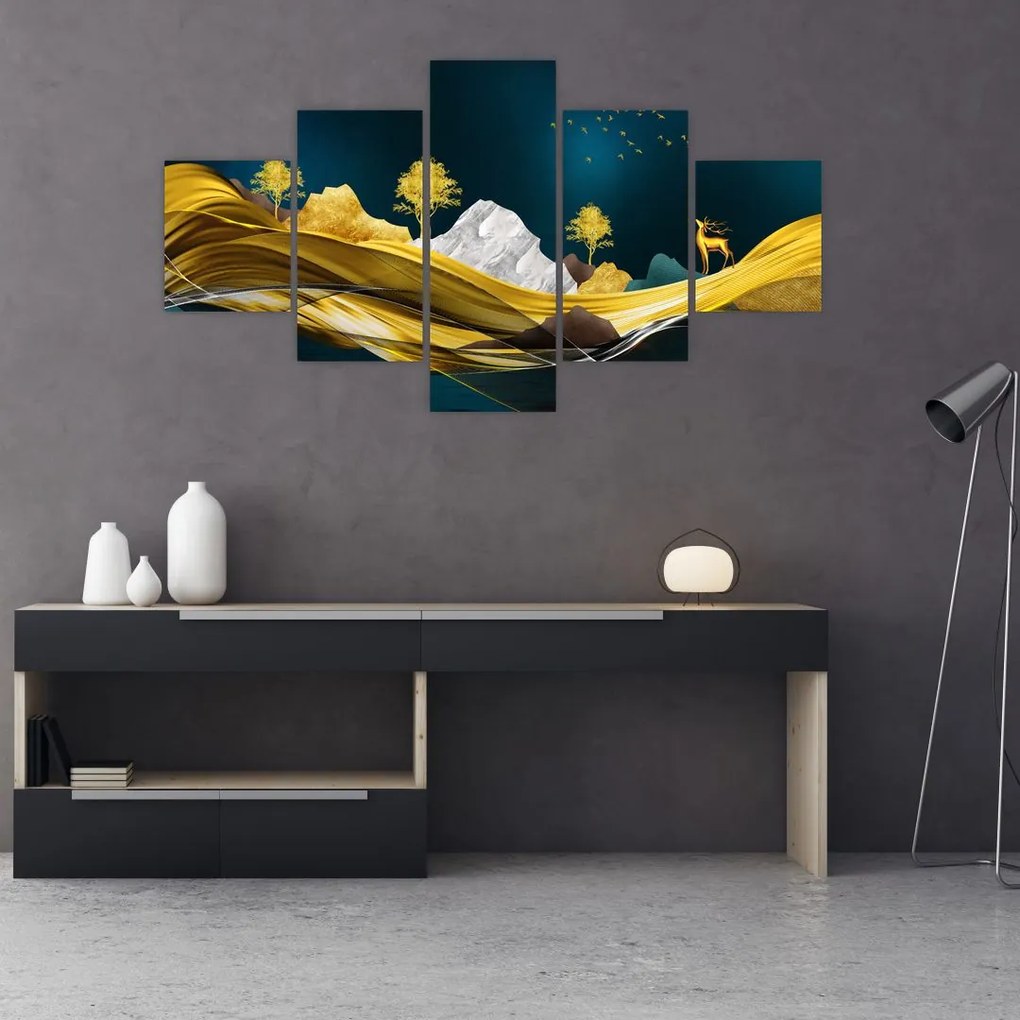 Obraz - Jeleń w krajobrazie (125x70 cm)
