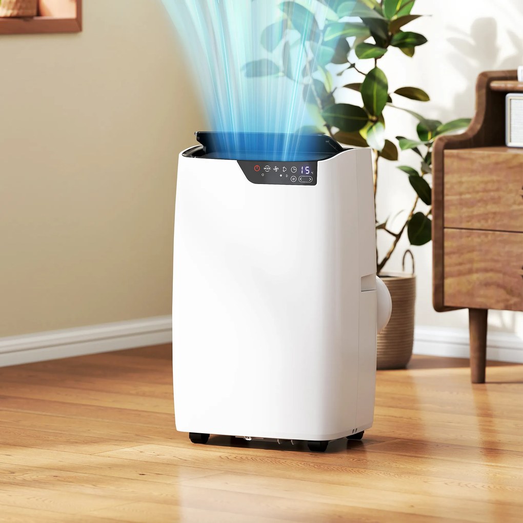 HOMCOM Klimatyzator przenośny 12 000 BTU, funkcje chłodzenia, osuszania, wentylatora, tryb nocny, sterowanie głosowe WiFi | Aosom PL