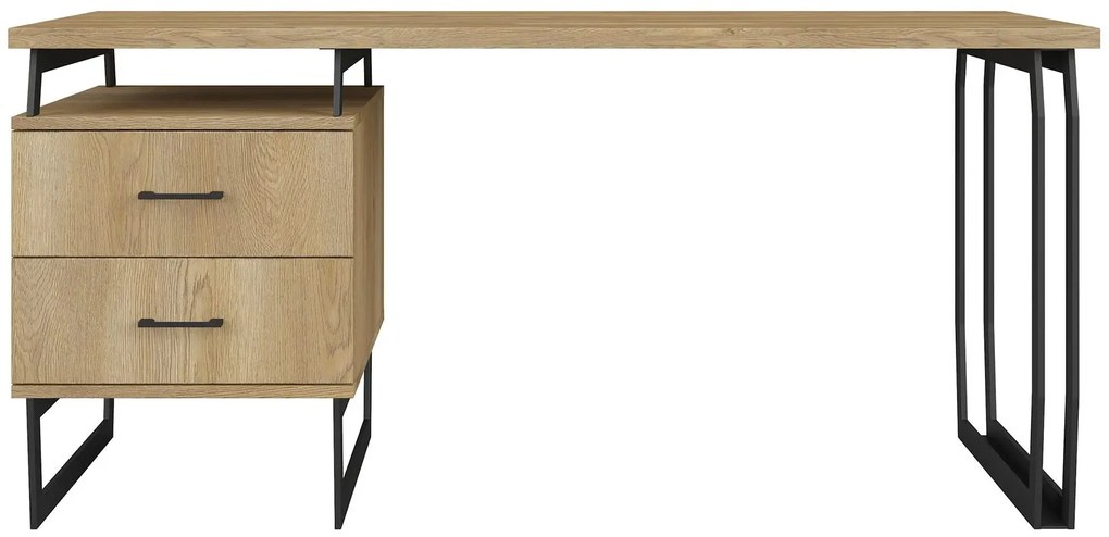 Drewniane duże biurko loft z szufladami do biura - Boliwio 12X