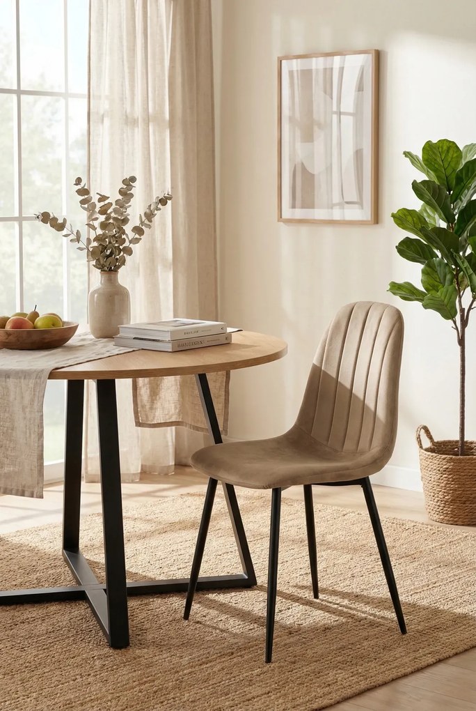 Brązowe krzesło tapicerowane metalowe N0-H74