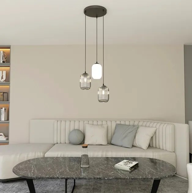Nowoczesna lampa wisząca ze szklanymi kloszami - 12X D163 N3-D46