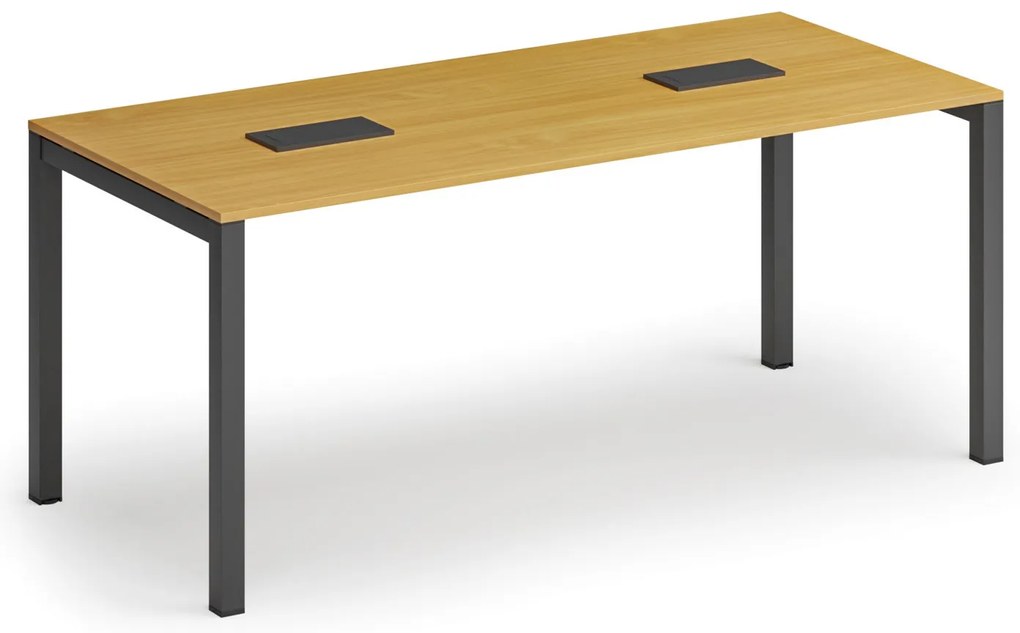 Stół konferencyjny PRIMO SQUARE, 180x80 cm, buk + 2x port blatowy TYP III, czarny