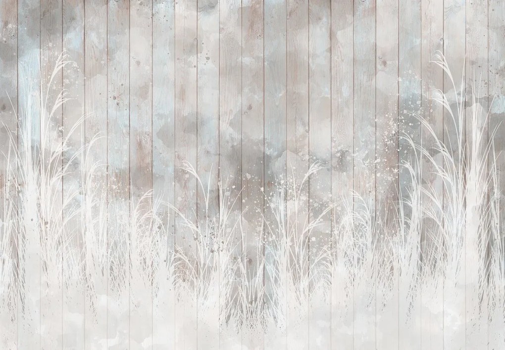 Fototapeta - Łąka na drewnie (196x136 cm)
