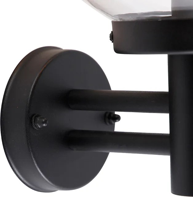 Lampa ścienna zewnętrzna czarna z tworzywa sztucznego IP44 ze stali nierdzewnej - Sfera