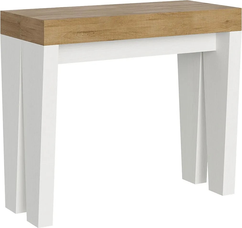 Konsola rozkładana 90x40/300 cm Spimbo Mix Blat Dąb naturalny - Struktura Frassino biała