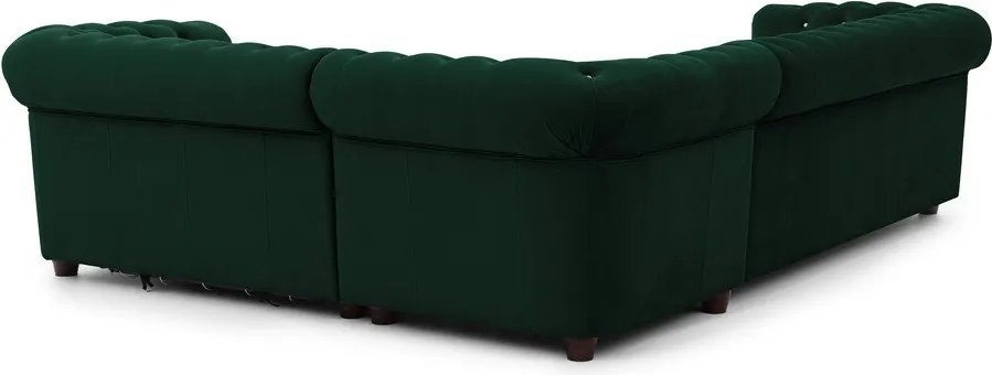 Zielony aksamitny rozkładany narożnik (prawostronny/w kształcie litery L) York Blik – Ropez