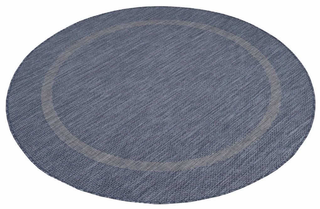 Dywan zewnętrzny Relax ramka granatowy koło 200 cm x 200 cm