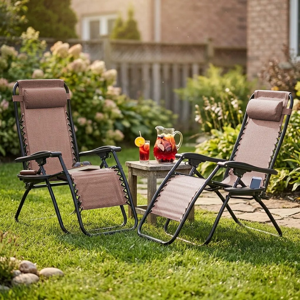 4Home Ogrodowe krzesło leżakowe Relax, brązowy