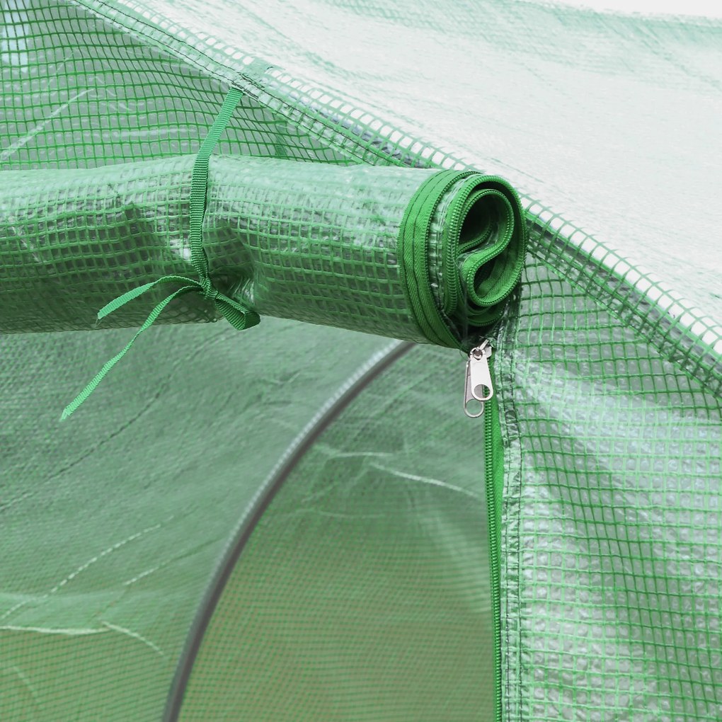 Outsunny Zamienne folie do szklarni 3x3x2 m, trwałe, odporne na rozdarcia, 6 okien, drzwi, Zielony