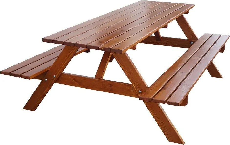 Zestaw ogrodowy drewniany PIKNIK - 180 cm, lakierowany