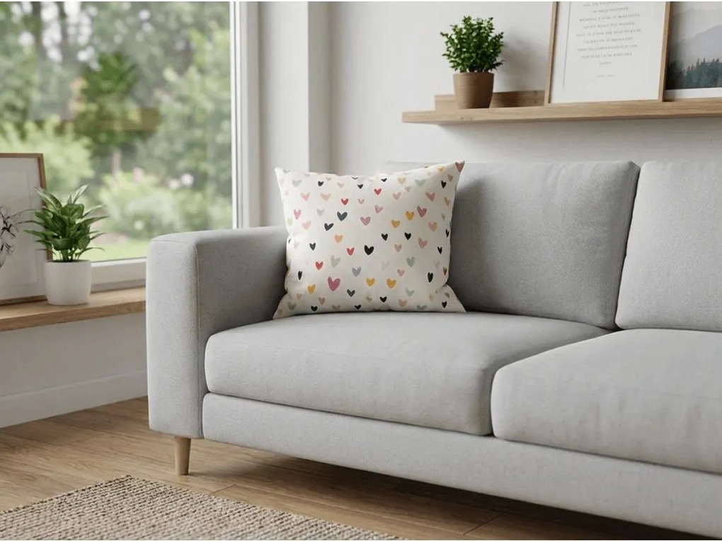 Bawełniana poszewka na poduszkę DOTHEARTS POLY 45x45 cm, kremowy