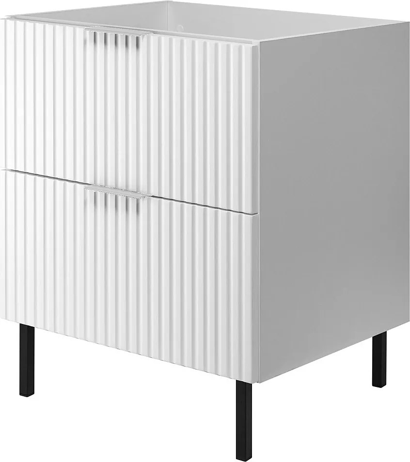 Szafka pod umywalkę, Biały, 60 x 77 x 46 cm, uchwyt srebrny, nogi czarne, bez blatu