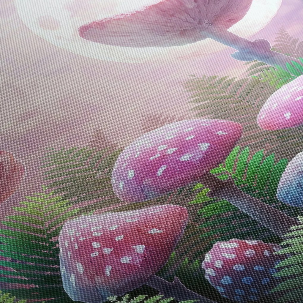 Obraz - Grzyby w pełni księżyca, grafika (z zegarem) (90x30 cm)