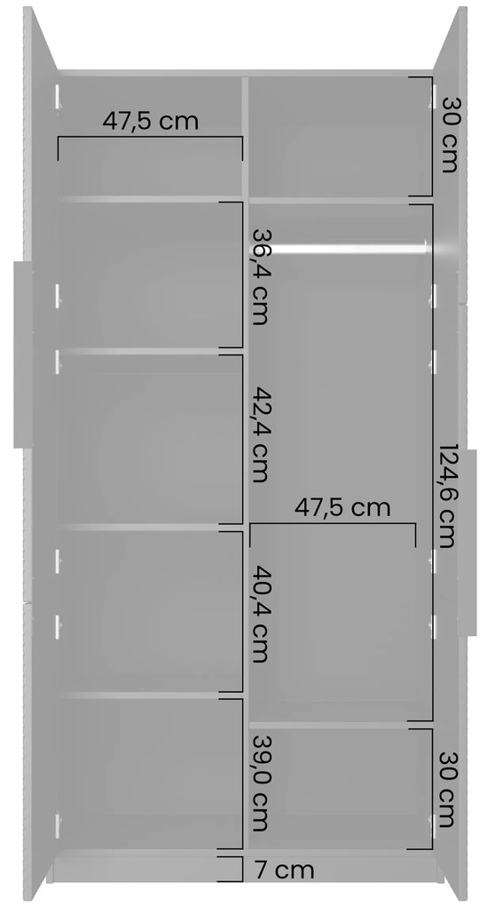 Szafa Asha 100 cm z ryflowanym frontem i metalowymi uchwytami- artisan / czarny mat / czarne uchwyty