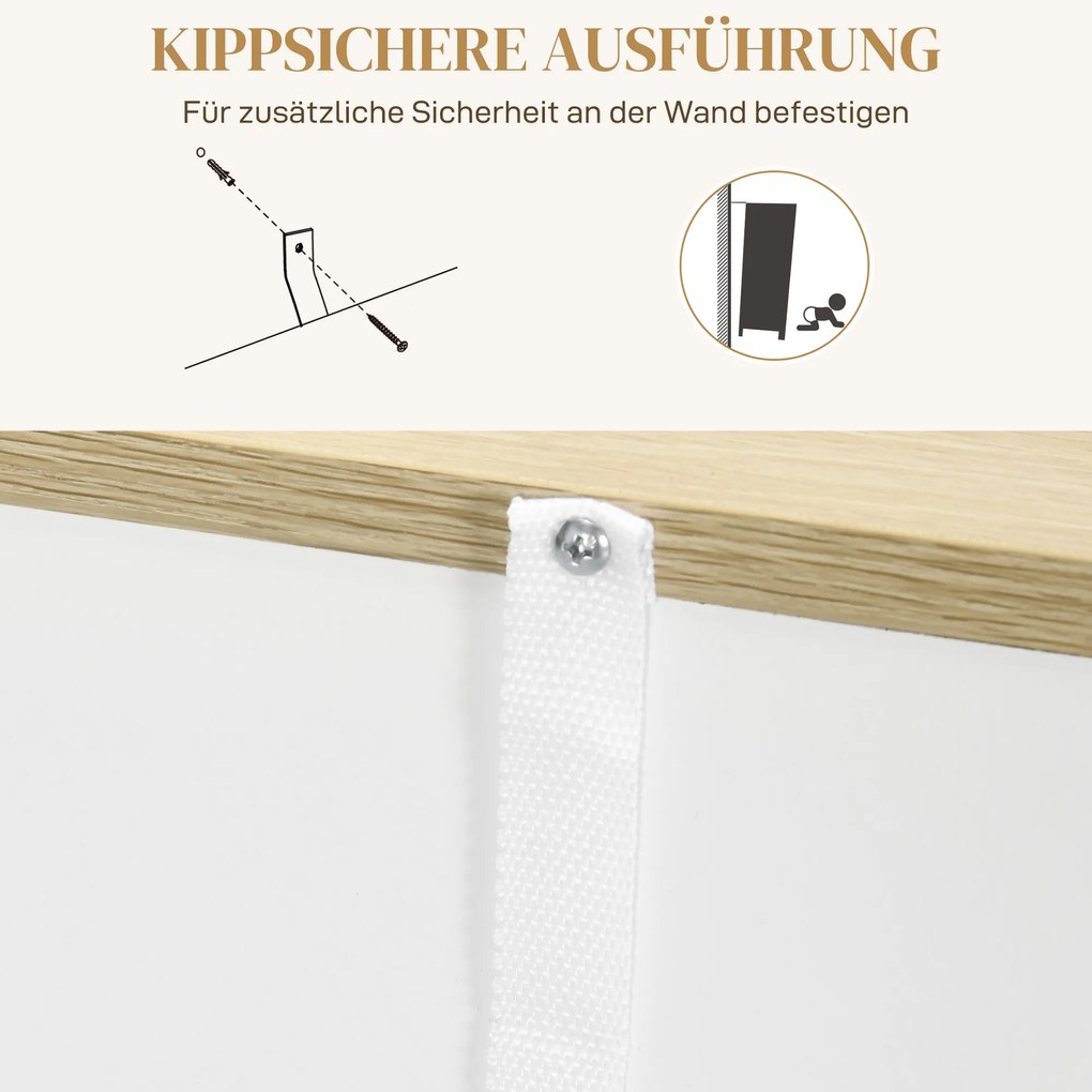 HOMCOM Sideboard z dużą szafką, 3 półkami, szufladą, 105 x 30 x 81,5cm, Biały/Drewno