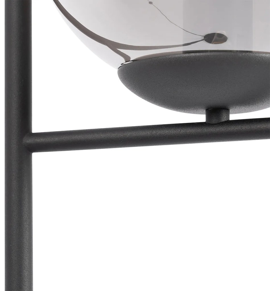 Lampa podłogowa art deco czarna z przydymionym szkłem - FloreDesignerski Oswietlenie wewnetrzne