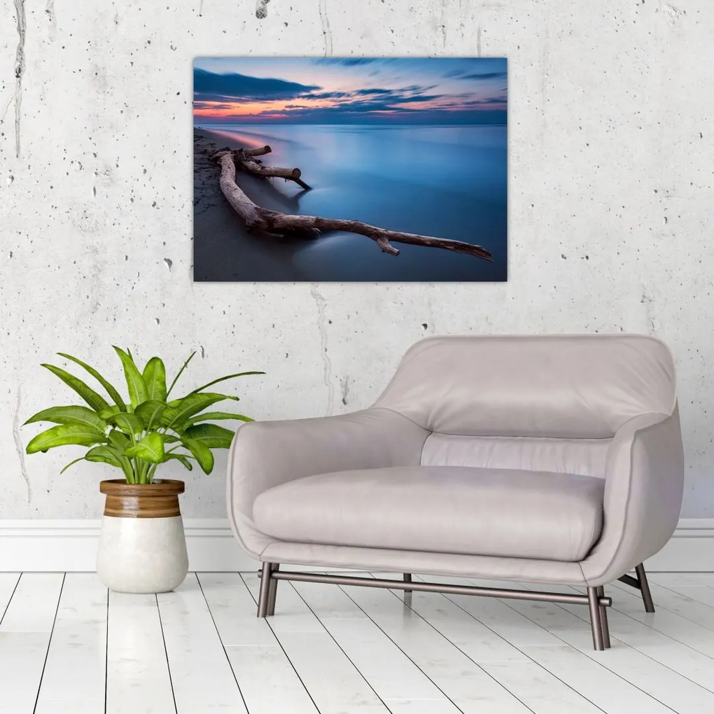 Obraz plaży o zachodzie słońca (70x50 cm)