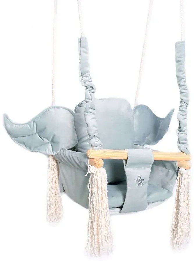 Szara huśtawka dziecięca ze skrzydłami P9-C32