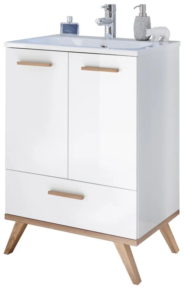 Biała szafka pod umywalkę bez baterii 61x88 cm Set 923 – Pelipal