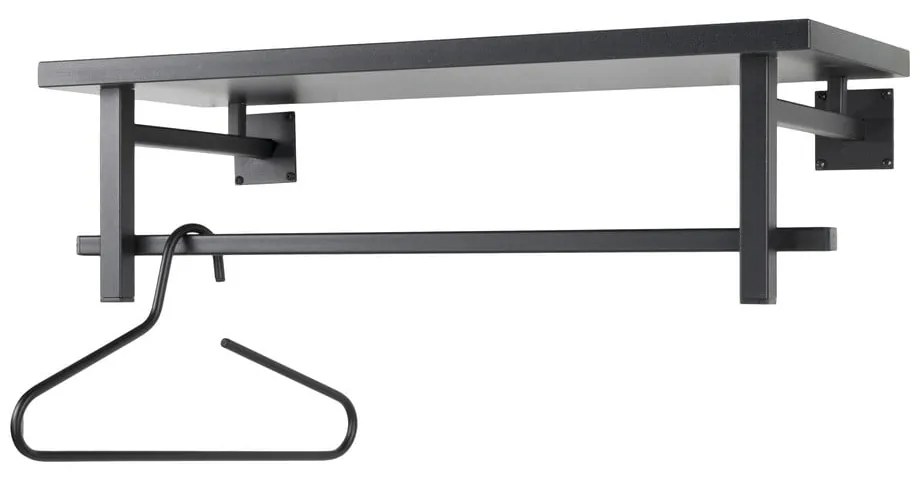 Czarny metalowy wieszak ścienny z półką 76 cm Simplon – Spinder Design
