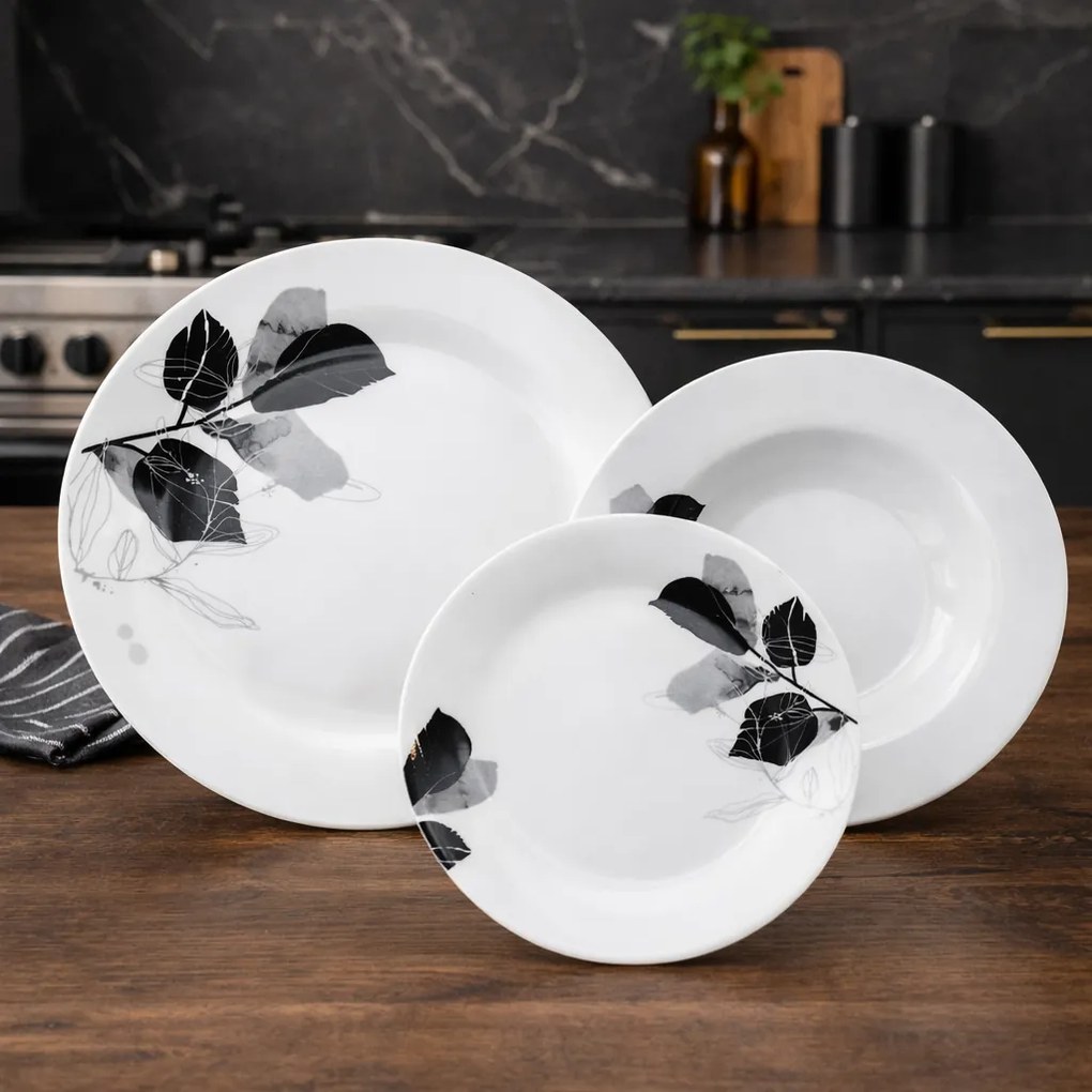 Arôme Home 18-częściowy zestaw obiadowy Lipa, ekstra biały