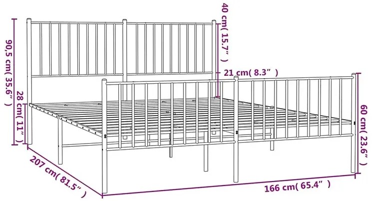 Białe metalowe łóżko małżeńskie w stylu loft 160x200 cm - Fiver