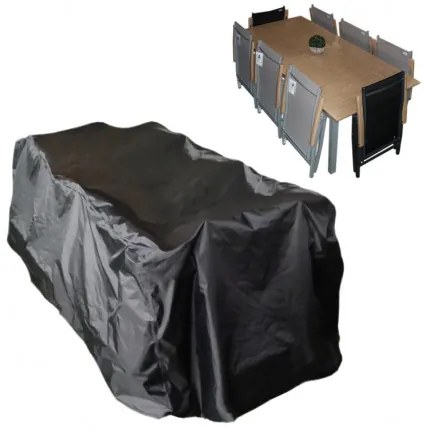 Czasza parasola ochronny na stół 220x100 cm + 6 do 8 rozkładanych krzeseł