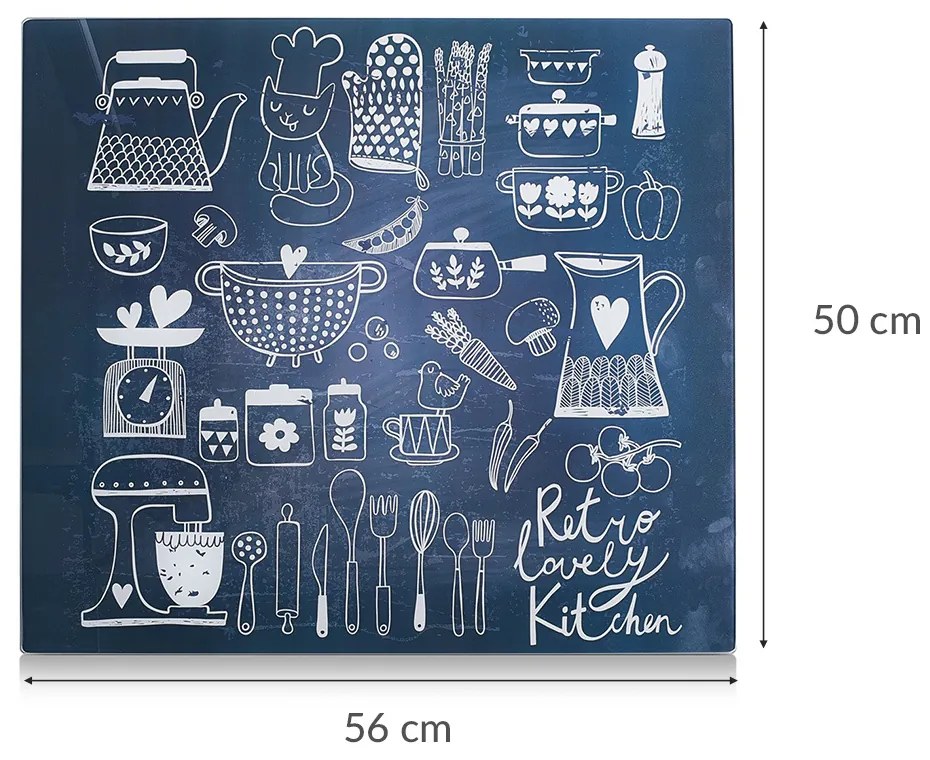 Szklana płyta ochronna LOVELY KITCHEN na kuchenkę – duża, ZELLER