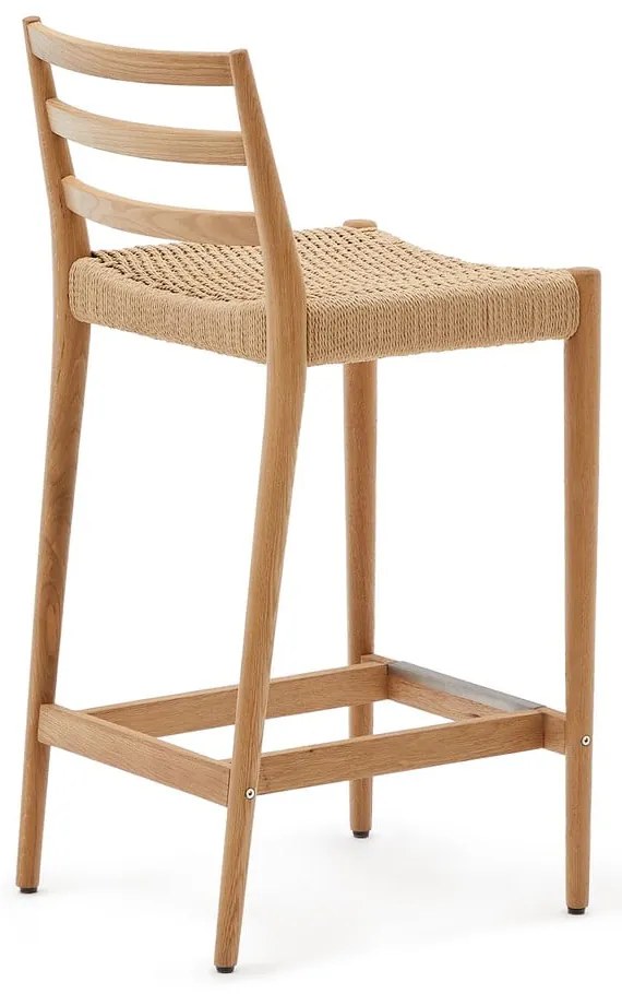 Hoker z litego drewna dębowego w naturalnym kolorze (wysokość siedziska 70 cm) Analy – Kave Home