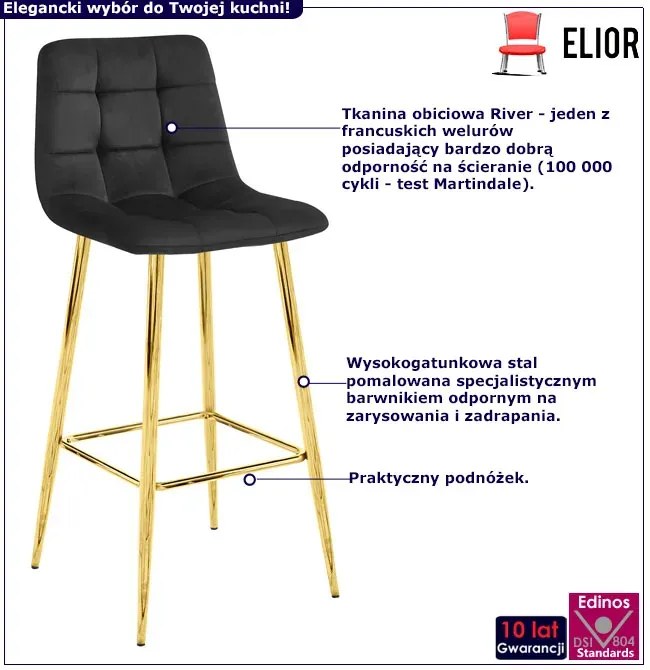 Czarny hoker metalowy glamour - Selon 3X