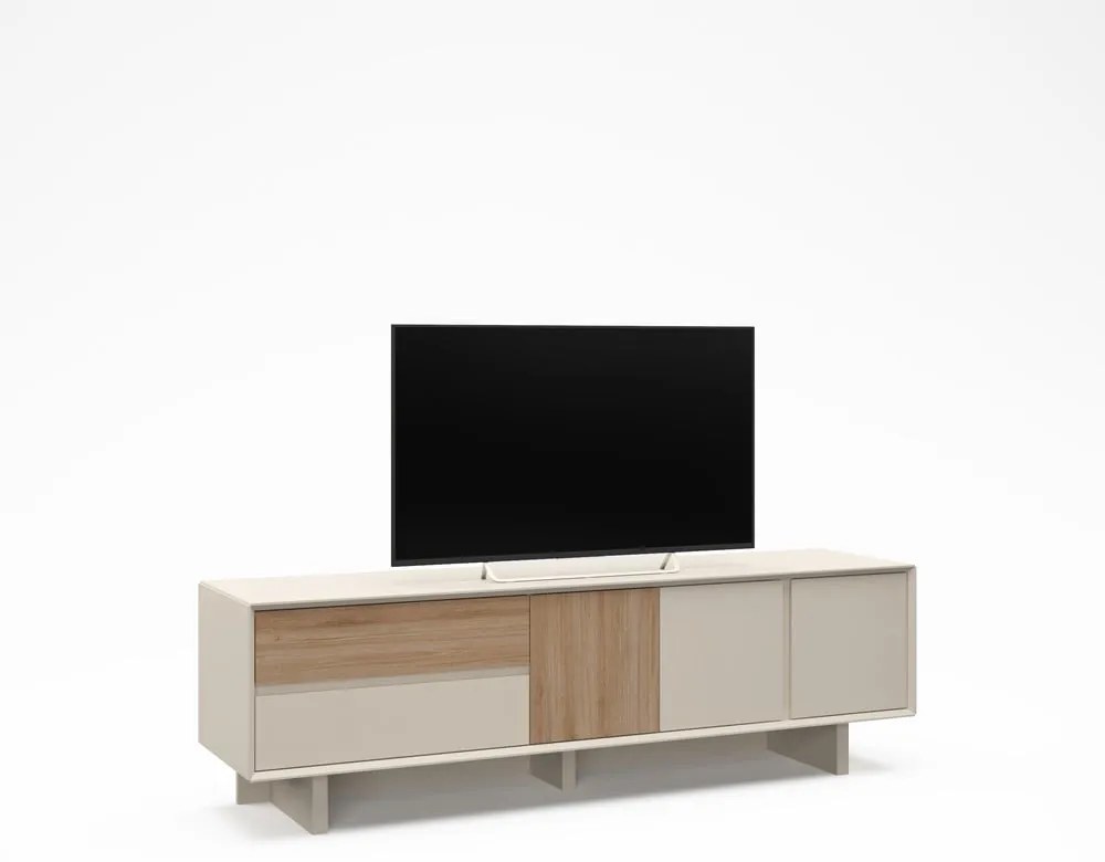 Beżowo-naturalna szafka pod TV w dekorze dębu 180x55x45 cm Carpi – Marckeric