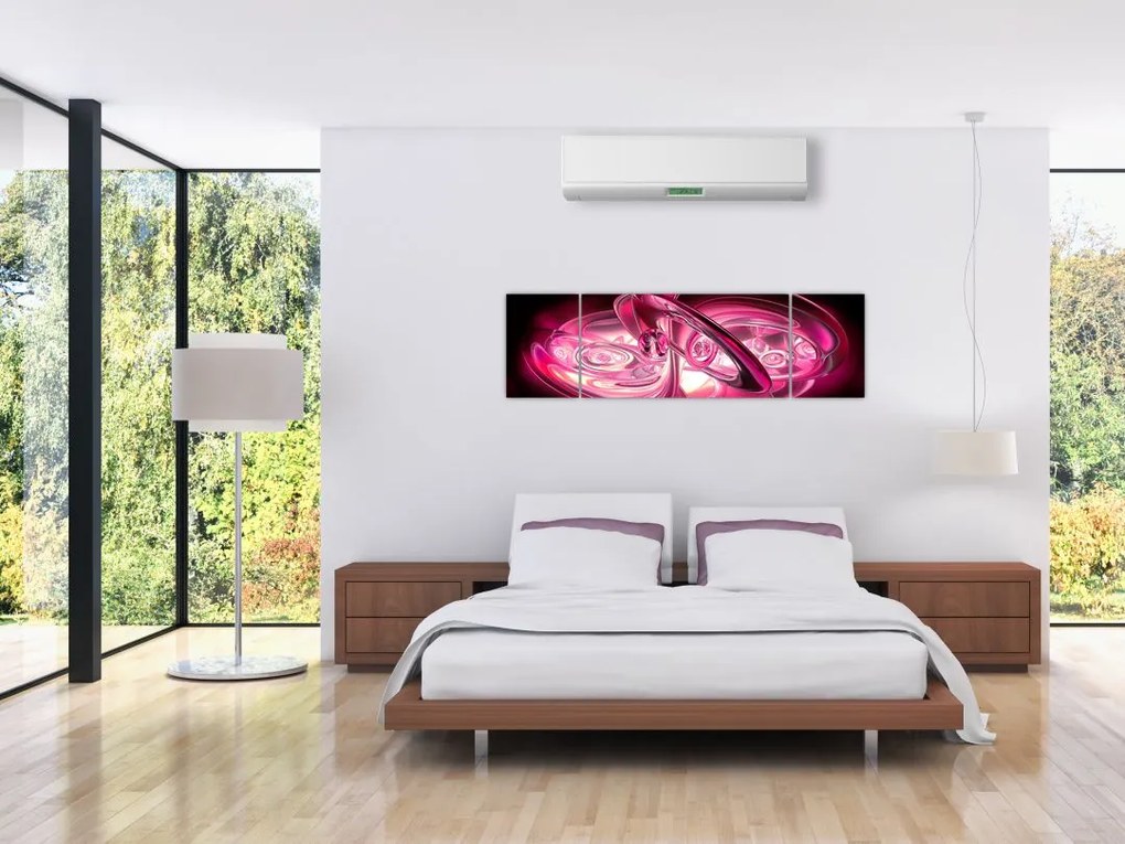 Obraz różowych fraktali (170x50 cm)
