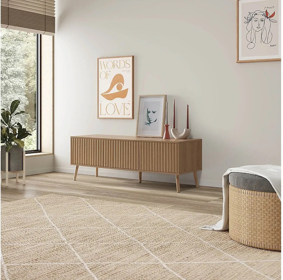 Kolumna RTV Lluvia 3-drzwiowa dębowa, długość 130 cm.